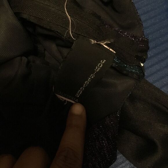 Retro 90s Vintage Metallic Gold Black Purple Blue Belted Zip up Jumpsuit 14 - Picture 9 of 15